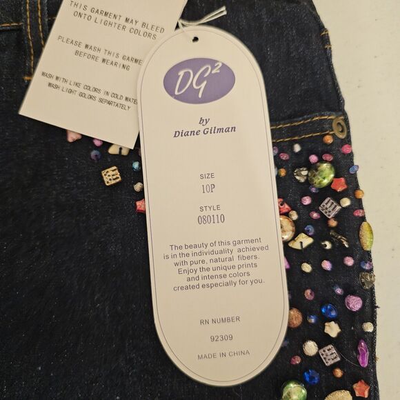 Diane Gilman DG2 Embellished Jeans Sz 10P Jewels Elvis Gemstones Rainbow Gems - Picture 10 of 12